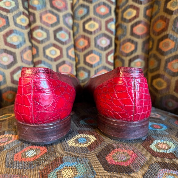 Mauri alligator Venetian loafers RED men's 9.5 + box, trees - Picture 7 of 13